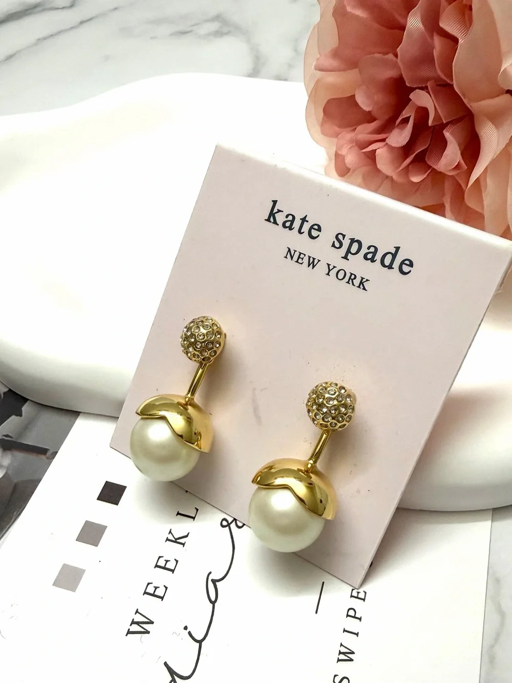 kate spade Gold and Pearl Drop Earrings
